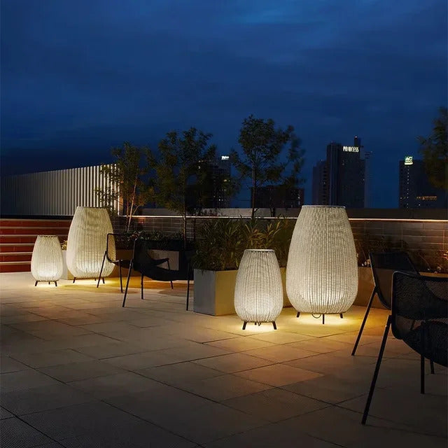 Natural handmade rattan floor lamp Japanese Outdoor waterproof Garden standing lamp