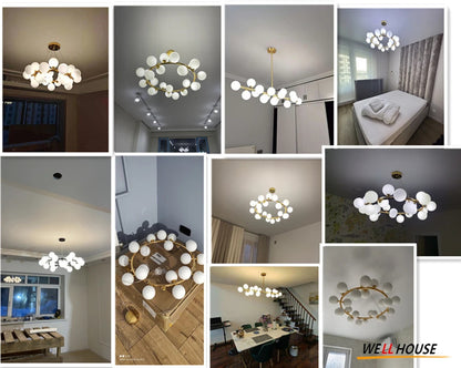 Nordic Round chandelier Glass Ball Chandeliers Living room ring scandinavian lamp fixtures