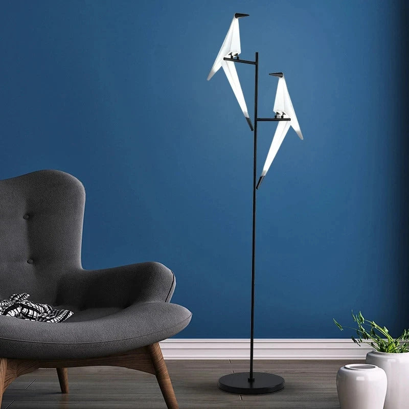 Perch Light Chandeliers designer bird lamps For Restaurant Children's Room paper cranes origami lamp bedroom room Swing light