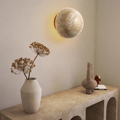 Natural Stone globe wall lamp Yellow cave stone Retro Art sconce Light