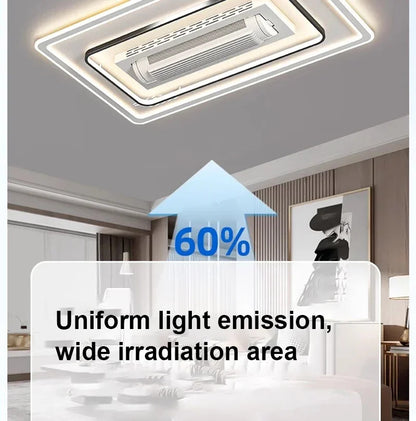 Invisible leafless LED ceiling fan light bedroom hotel remote control hanging lamp