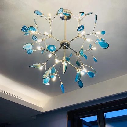 LED agate chandelier blue/green/purple/pink romantic chandelier