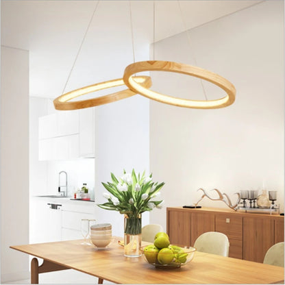 Japanese hanging lamp LED 2 round pendant light design wood light