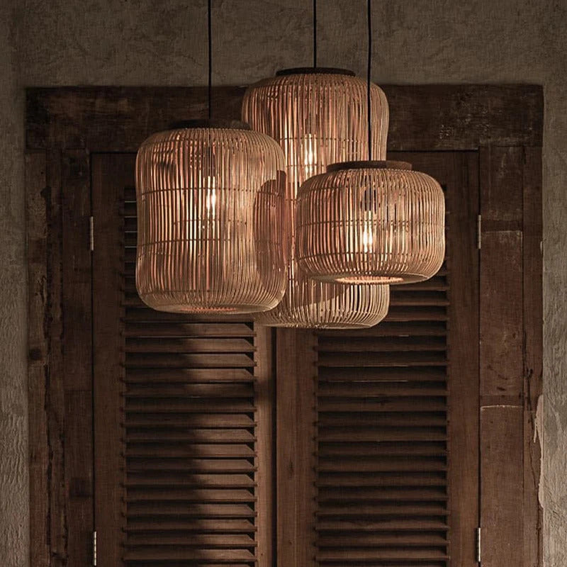 Rattan pendant light vintage Wabi-sabi Lights