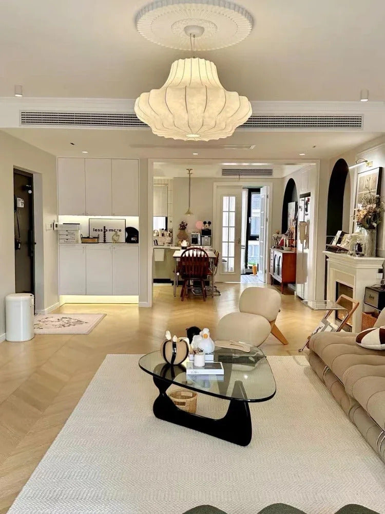 Nordic Silk Led Pendant Lights for Living Dining Room Food Tables Study Bedroom Chandelier Home Decor Hanging Light Fixture