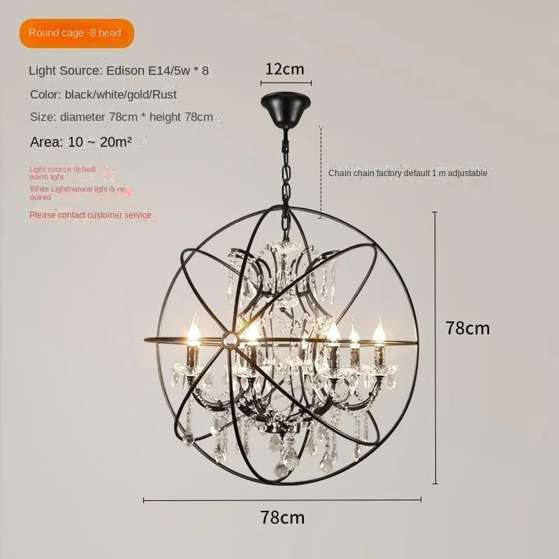 Retro Wrought Iron Chandelier Rustic Orb Chandelier