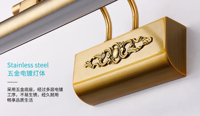 Europe Retro LED Mirror wall lamp Luxury gold bathroom cabinet mirror Headlight