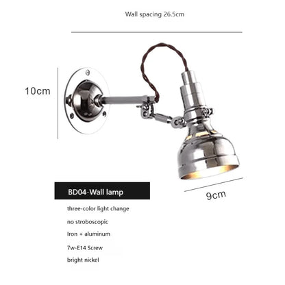 Bauhaus vintage silver wall lamp American Industrial Minimalist Adjustable wall lighting