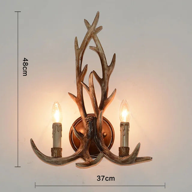 Retro Antler Chandelier Lighting Resin Deer Horn Pendant Lamp