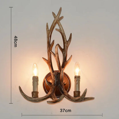 Retro Antler Chandelier Lighting Resin Deer Horn Pendant Lamp