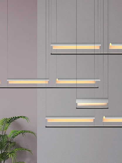 Nordic minimalist Linear Chandelier Modern black white industrial long Pendant Lamp