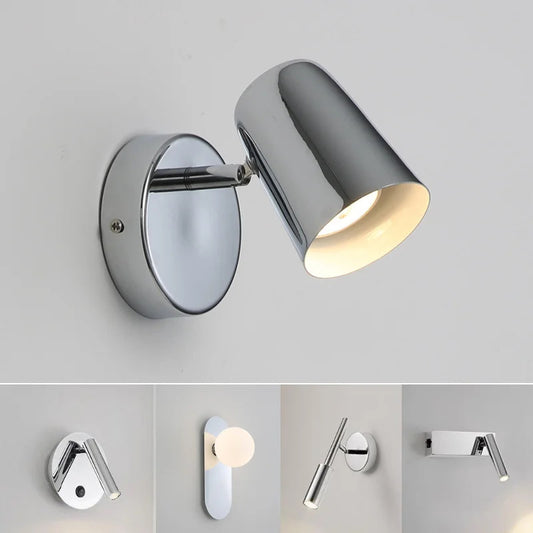 Modern Bauhaus silver small wall lamp Nordic simple bedroom bedside wall light