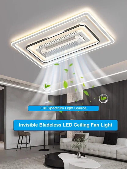 Invisible leafless LED ceiling fan light bedroom hotel remote control hanging lamp