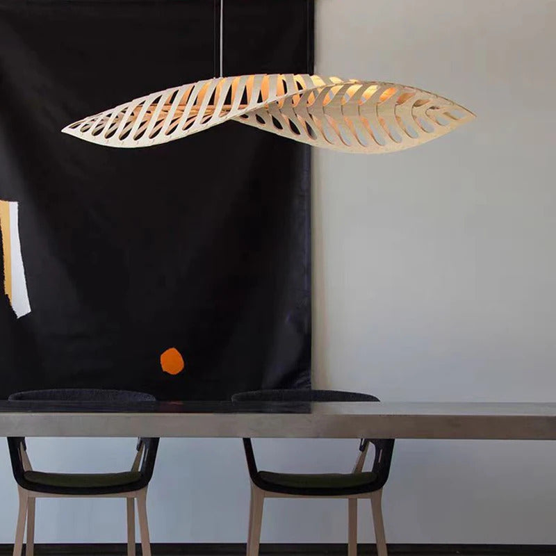 Japanese Wabi Sabi Leaf Chandeliers Art designer Fish Bone Retro Minimalist Pendant Light