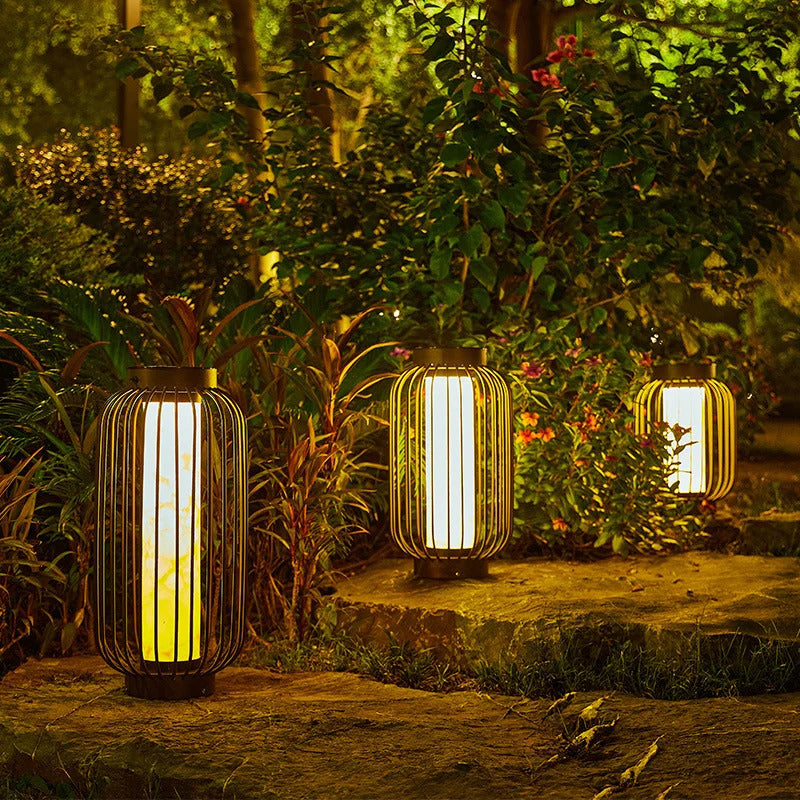 Outdoor courtyard waterproof floor lamp Wabi sabi Solar Balcony ambient birdcage Standing light