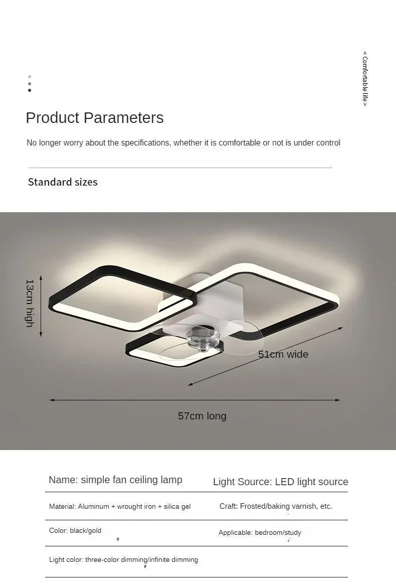 Nordic Ceiling Fan Lamp Home Living Room Modern Minimalist Restaurant Ceiling Lamp