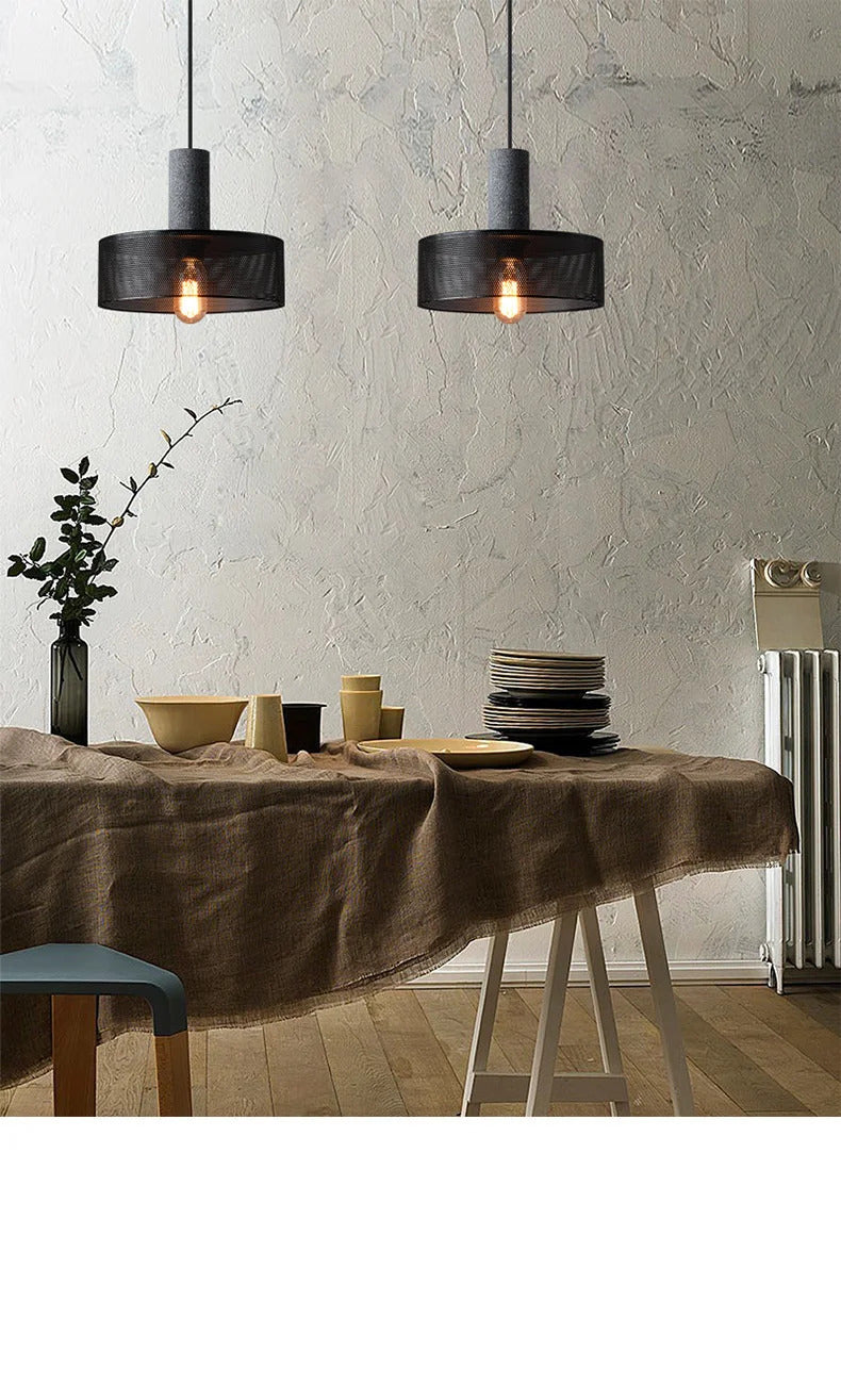 Industrial Concrete Pendant Light Home Decoration Chandelier Fixture Iron Shade Cement Hanging Lamp