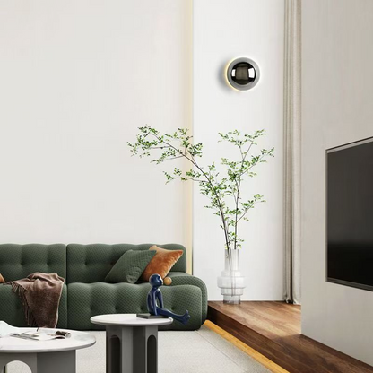 Minimalist Plated Silver Luxurious Wall Lamp Modern Simple Circular Lunar Eclipse sconce