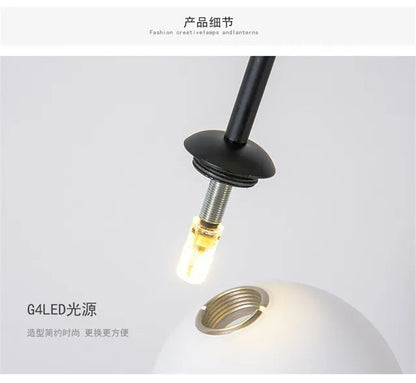 Nordic Iron geometric Line Pendant lamp Black Gold Iron U Line Chandelier