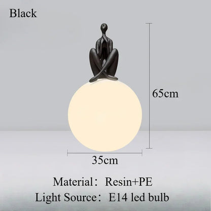 Nordic Art Floor Lamp Abstract Humanoid Holding Ball Vertical Light for Living Room Bedroom Creative Sculpture Decor Desk Lamps