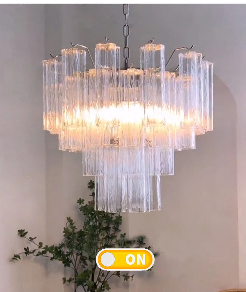 Modern Pink Glass Chandelier Designer Texture Glass Chandelie