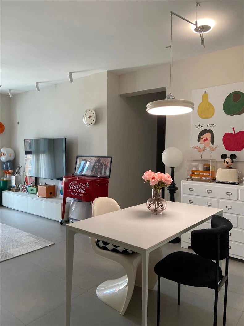 French Flying Saucer Pendant Light Creative Design Extendable Rotating Long Pole Lamp