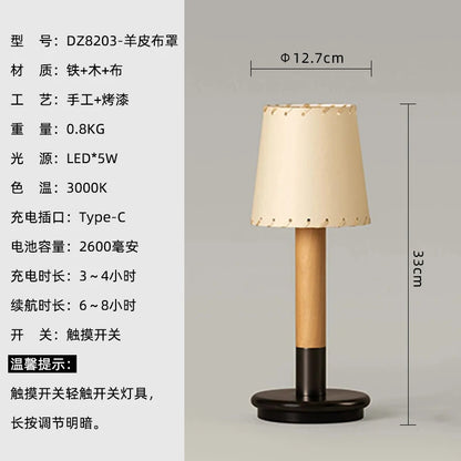 Spanish Creative Retro Nostalgic Rechargeable Table Lights LED Restaurant Bar Counter Bedroom Bedside Fabric Nighting Desk Lamps