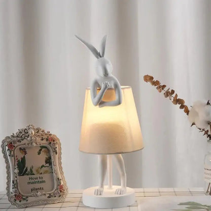 Nordic LED rabbit table lamp Designer resin rabbit desk lamp for study bedroom children's room reading led light bedside lamp