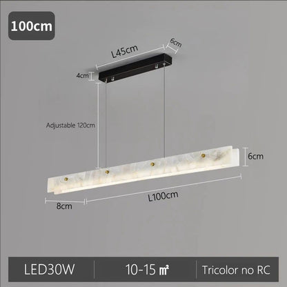 Luxury Linear Pendant Light LED Minimalist Natural Marble Chandelier Hanging Ceiling Fixtures for Kitchen Island Dining Room Bar