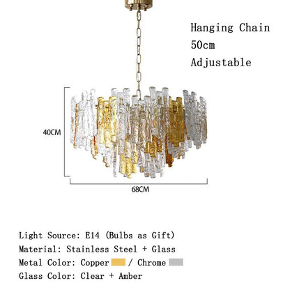 Modern Melting Ice Whiskey chandelier Italy Designer Luxury crystals Amber pendant lamps