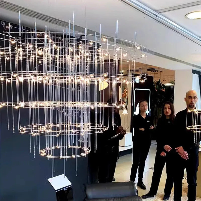 Luxury Stainless Steel Chandelier Modern Chrome LED Firefly Ceiling Chandelier