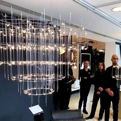 Luxury Stainless Steel Chandelier Modern Chrome LED Firefly Ceiling Chandelier