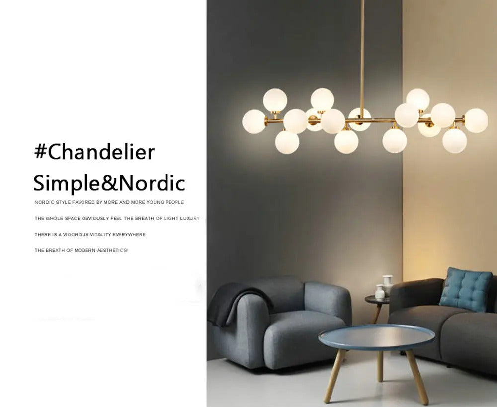 Nordic Round chandelier Glass Ball Chandeliers Living room ring scandinavian lamp fixtures