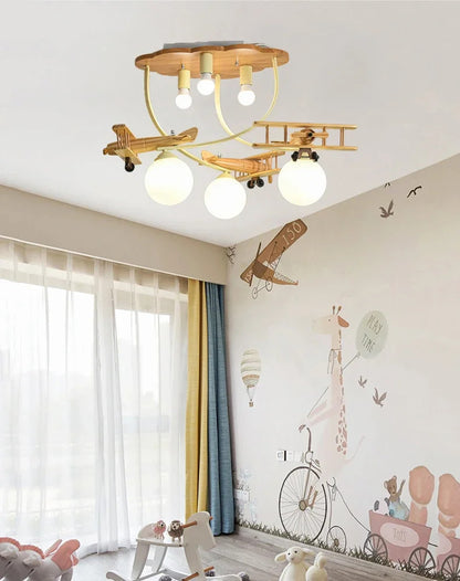 Airplane Chandelier Ceiling lamp Wooden Airplane Pendant Light