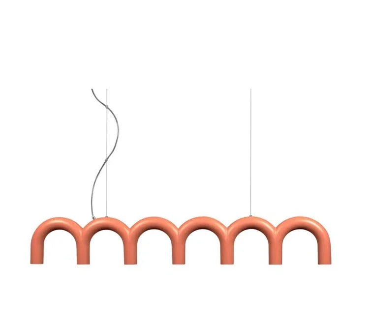 Oblure Arch Chandelier Post Modern Design Pendant Light for Coffee living Room Kitchen U shaped Lamp Blue Metal macaron lamp