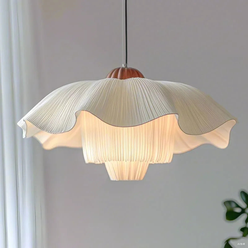 Nordic Petal Shaped French Chandelier Romantic Cream Style Pendant Lamp