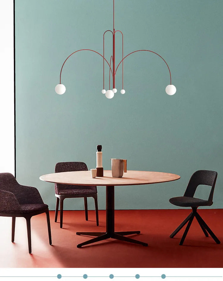 Postmodern geometric chandelier Red Glass Ball minimalist lamp