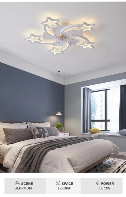 Modern Ceiling Fans with Lights, Fan Lamp Petal Ceiling Fan for Bedroom/Living Room