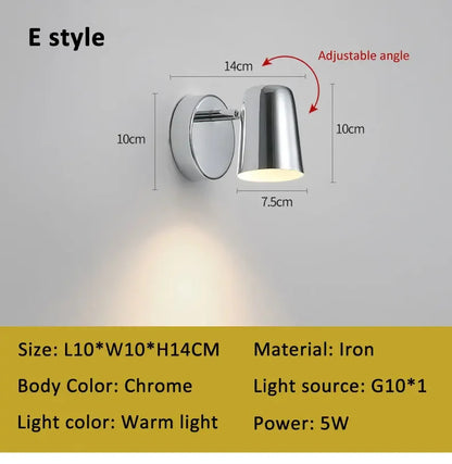 Modern Bauhaus silver small wall lamp Nordic simple bedroom bedside wall light