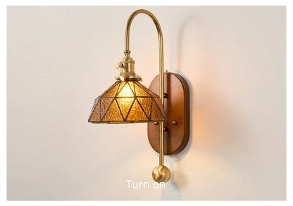 French Lomin Retro Wall Lamp Luxury vintage Glass wooden Wall Light sconce