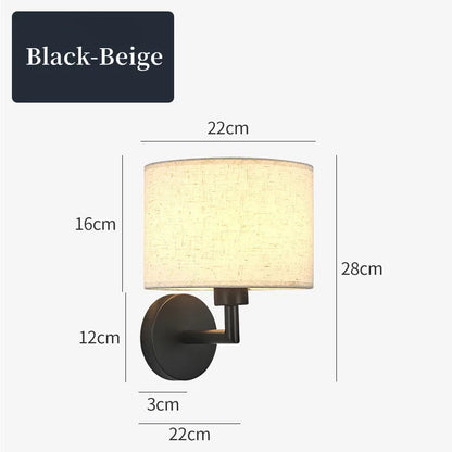 Bedside Wall Lamp LED Fabric Lampshade With 3W 360° Rotation Spotlight Reading lights