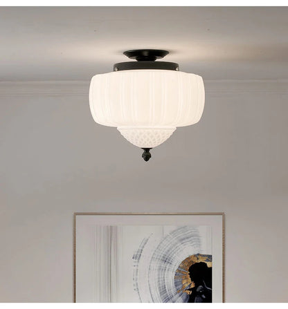 French Medieval Glass Pendant Lamp Milk White Glass LED Pendant Light