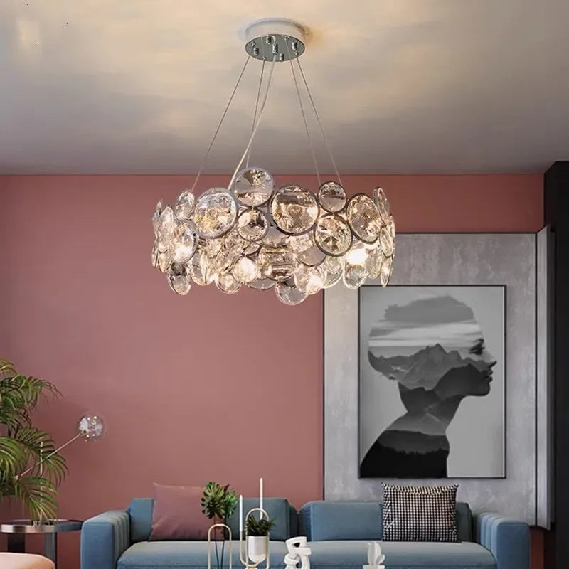 Chrome Round Crystal Chandelier
