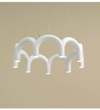 Oblure Arch Chandelier Post Modern Design Pendant Light for Coffee living Room Kitchen U shaped Lamp Blue Metal macaron lamp