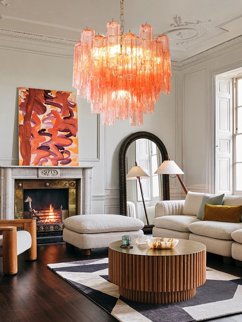 Pink Clear Glass Tube French Design Led Chandelier Lighting Hanging Lamp Lustre Suspension Luminaire Lamp For Dinning Room Decor