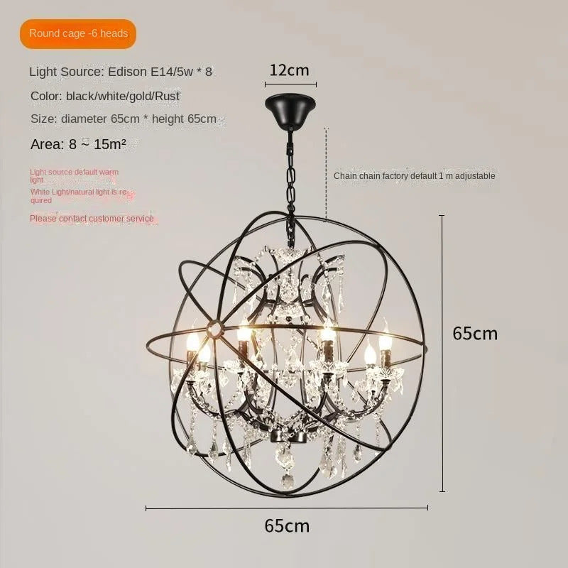Retro Wrought Iron Chandelier Rustic Orb Chandelier