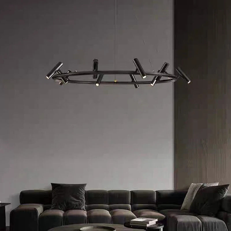 Nordic ring Chandelier balck Metal adjustable spot lamp living room Dining Room Kitchen Indoor Lighting led round Pendant light