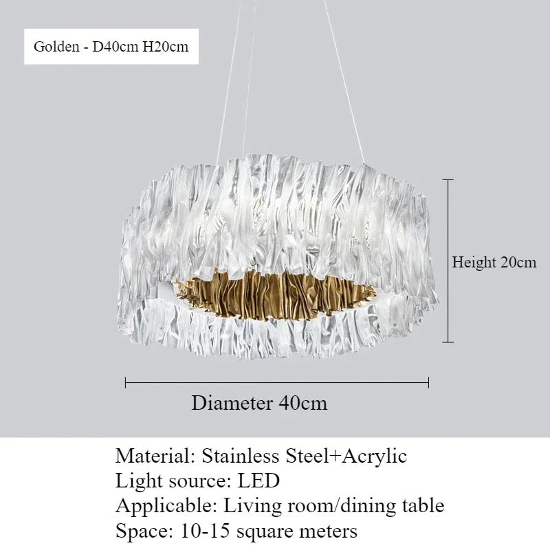 Accordéon Suspension pendant light LED pleated acrylic chandelier