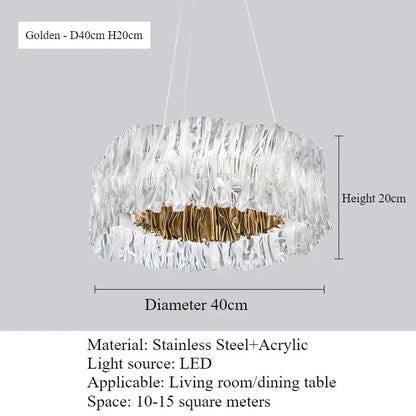 Accordéon Suspension pendant light LED pleated acrylic chandelier