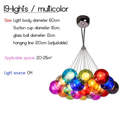Nordic LED Bubble Lamp Chandelier Modern Clear Glass Ball Suspension Lamp